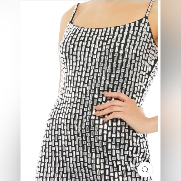 Mac Duggal, Beaded Tank Mini Dress, Black and Silver, Size 4, NWOT - Picture 5 of 12